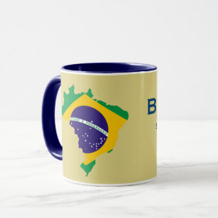 Brasilien-Flaggen-Karten-Tasse Tasse