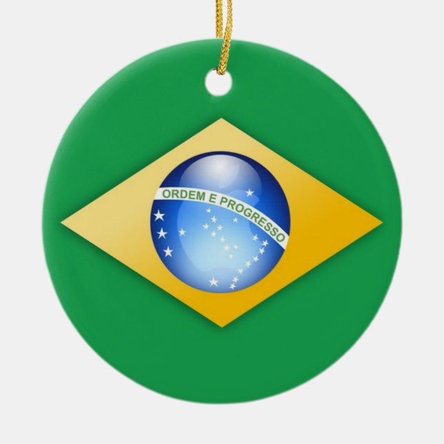 Brasilien-Flaggen-Kreis-Verzierung Keramik Ornament (Vorne)