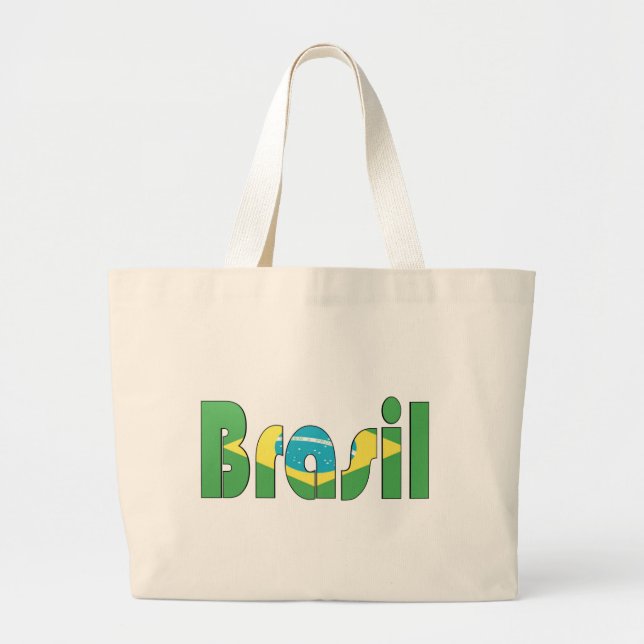 Brasilien-Flaggen-T - Shirt Jumbo Stoffbeutel (Vorne)