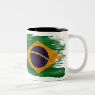 Brasilien-Flaggen-Tasse Zweifarbige Tasse