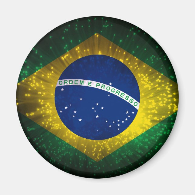 Brasilien Flaggenfeuer Magnet (Vorne)