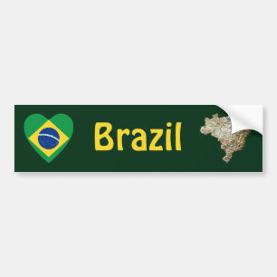 Brasilien Flaggenschwerpunkt + Karte Autoaufkleber