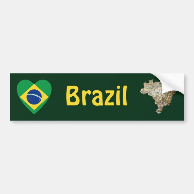 Brasilien Flaggenschwerpunkt + Karte Autoaufkleber (Vorne)