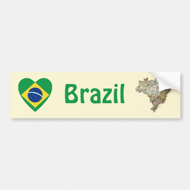 Brasilien Flaggenschwerpunkt + Karte Autoaufkleber (Vorne)