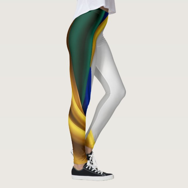 Brasilien Flaggenseidenstruktur Leggings (Rechts)