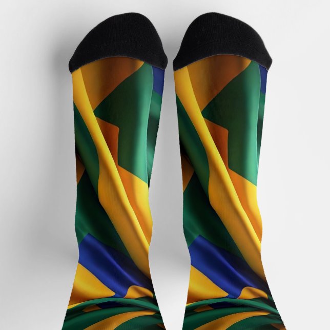 Brasilien Flaggenseidenstruktur Socken (Oben)
