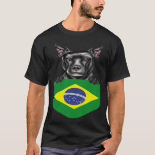 Brasilien Flaggenstadium Bull Terrier Dog in Pock T-Shirt