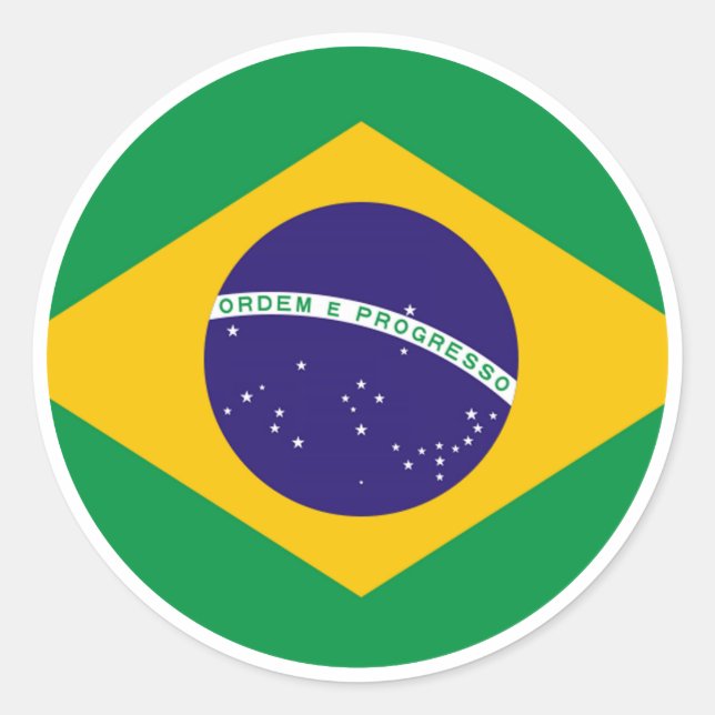 Brasilien Flaggenzirkel Gibney The MUSEUM Zazzle G Runder Aufkleber (Vorderseite)