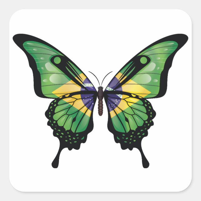 Brasilien Frack Butterfly Flag Aufkleber (Vorderseite)