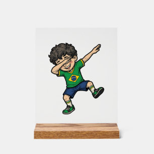 Brasilien Fußball Dab Junge Vintage Vector Shirt_1 Acrylschild