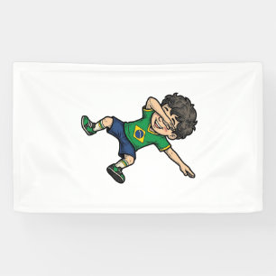 Brasilien Fußball Dab Junge Vintage Vector Shirt_1 Banner