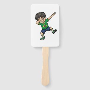 Brasilien Fußball Dab Junge Vintage Vector Shirt_1 Fächer