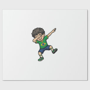 Brasilien Fußball Dab Junge Vintage Vector Shirt_1 Geschenkpapier
