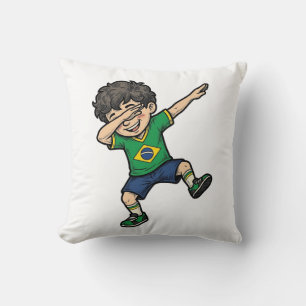 Brasilien Fußball Dab Junge Vintage Vector Shirt_1 Kissen
