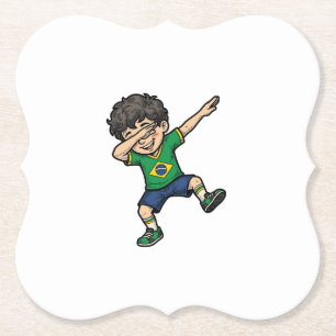 Brasilien Fußball Dab Junge Vintage Vector Shirt_1 Untersetzer