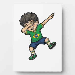 Brasilien Fußball Dab Junge Vintage Vector T-Shirt Fotoplatte