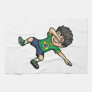 Brasilien Fußball Dab Junge Vintage Vector T-Shirt Geschirrtuch