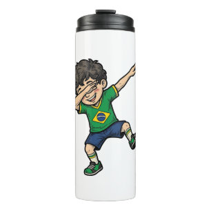 Brasilien Fußball Dab Junge Vintage Vector T-Shirt Thermosbecher