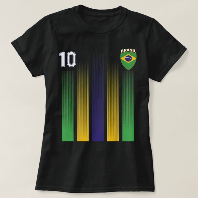 Brasilien Fußball Jersey Brasilien 10 Fußball Fan T-Shirt (Design vorne)