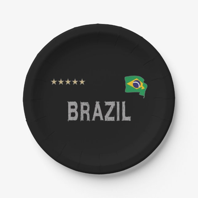 Brasilien Fußball Shirt Herz Pappteller (Vorderseite)