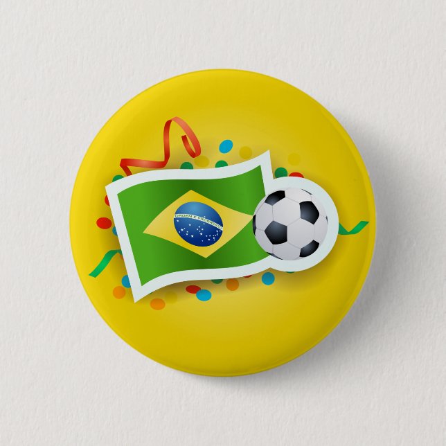 Brasilien, Fußball und Flagge Button (Vorderseite)