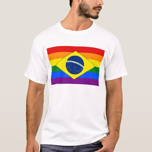 Brasilien Gay Pride Rainbow Flag T - Shirt (Vorderseite)