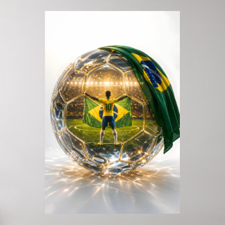 Brasilien Golden Sphere Sieg – Elite-Fußballkunst Poster
