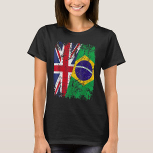 BRASILIEN Halb BRITANNIEN UK Freundschaftsflagge B T-Shirt