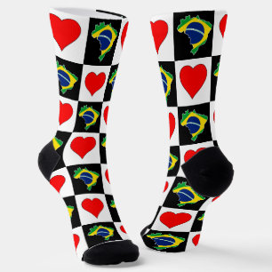 Brasilien Herz Muster Brasilianische National Flag Socken