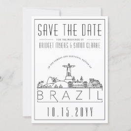 Brasilien Hochzeitstilisierte Skyline Save the Dat Einladung