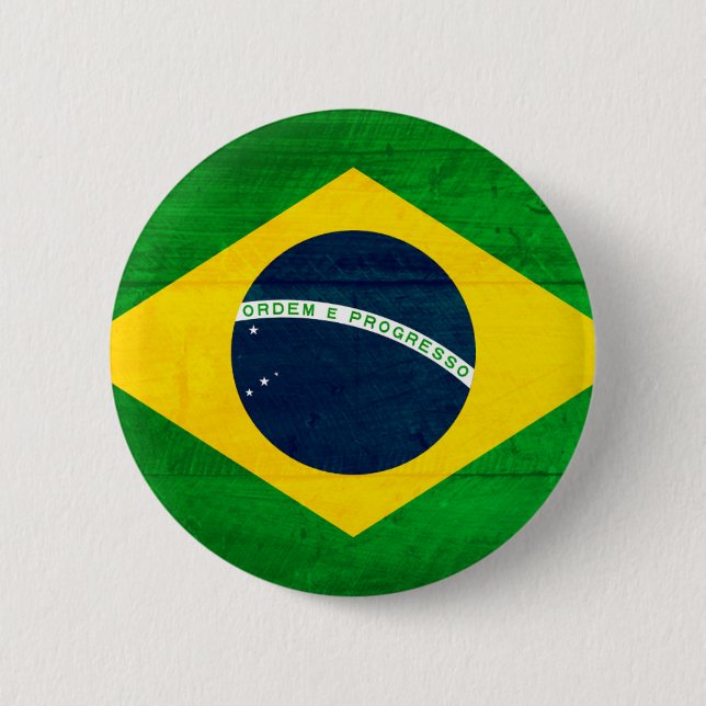 Brasilien-Holz-Flagge Button (Vorderseite)
