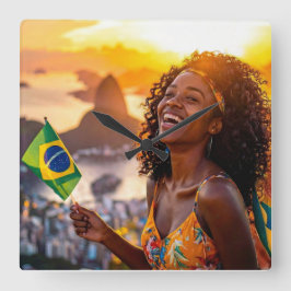 BRASILIEN - ICH LIEBE BRASILIEN QUADRATISCHE WANDUHR