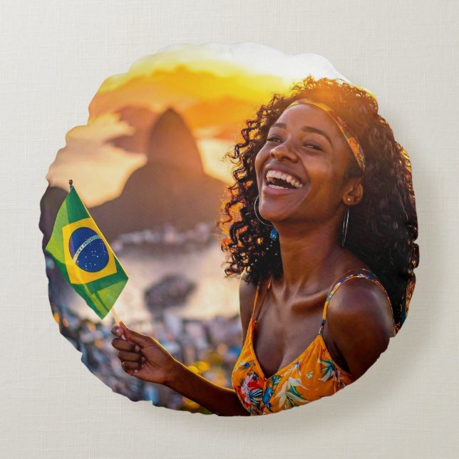 BRASILIEN - ICH LIEBE BRASILIEN RUNDES KISSEN (Vorderseite)