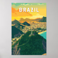 Brasilien Illustration Travel Art Vintag