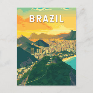 Brasilien Illustration Travel Art Vintag Postkarte