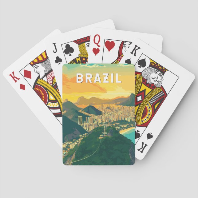 Brasilien Illustration Travel Art Vintag Spielkarten (Rückseite)