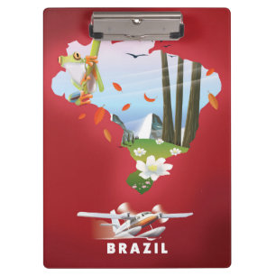 Brasilien Illustriertes Reiseplakat. Klemmbrett