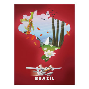 Brasilien Illustriertes Reiseplakat. Poster