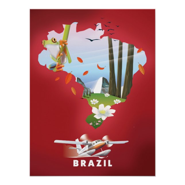Brasilien Illustriertes Reiseplakat. Poster (Vorderseite)