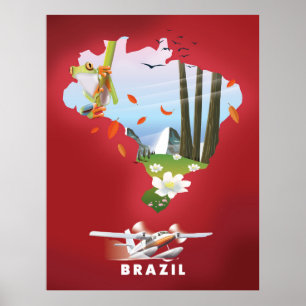 Brasilien Illustriertes Reiseplakat. Poster