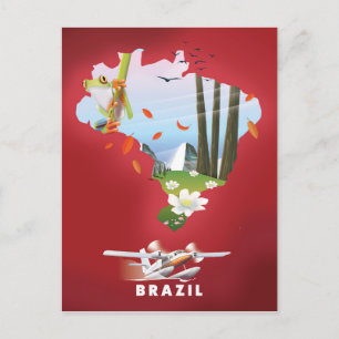 Brasilien Illustriertes Reiseplakat. Postkarte