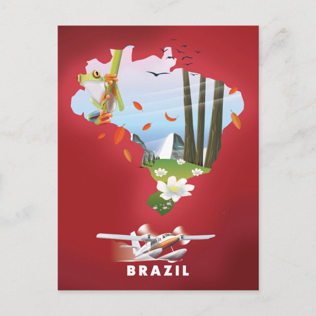 Brasilien Illustriertes Reiseplakat. Postkarte (Vorderseite)