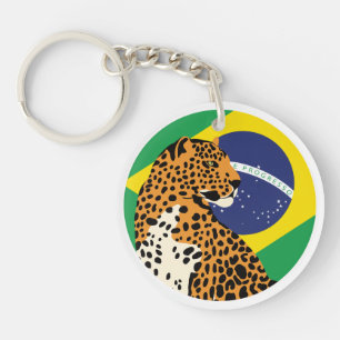 Brasilien Jaguar Brasilianische Nationale Tierflag Schlüsselanhänger
