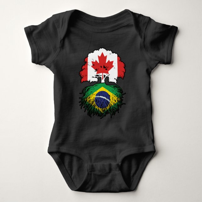 Brasilien - kanadisches Kanada Tree Roots Flag Baby Strampler (Vorderseite)