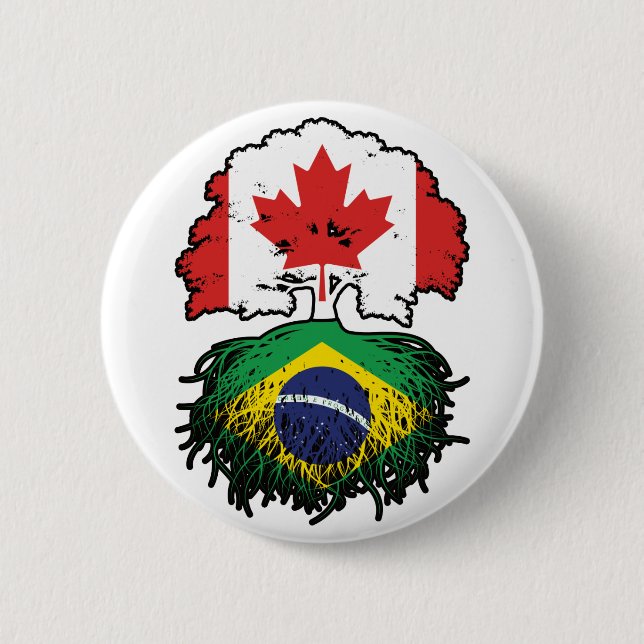 Brasilien - kanadisches Kanada Tree Roots Flag Button (Vorderseite)