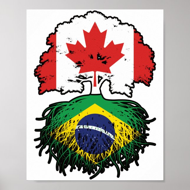 Brasilien - kanadisches Kanada Tree Roots Flag Poster (Vorne)