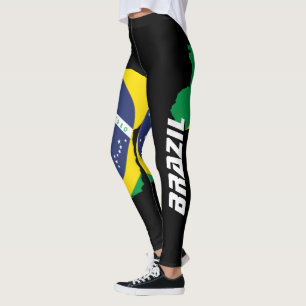 Brasilien Karte Brasilianische Flagge Weißschreib Leggings