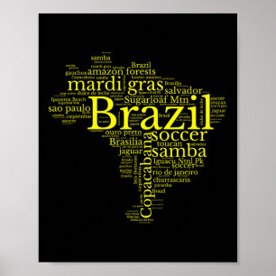Brasilien Karte Brasilianischer Fußball Copacana B Poster