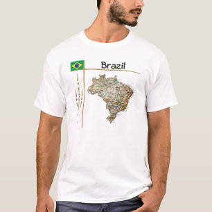 Brasilien Karte + Flagge + T - Shirt