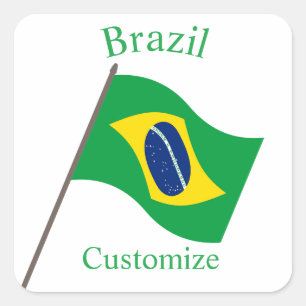 Brasilien Landesflagge Thunder_Cove Quadratischer Aufkleber